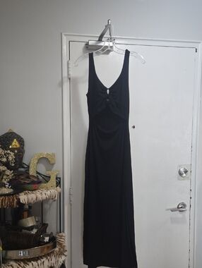 LG Black Maxi Dress with Front Tie Detail